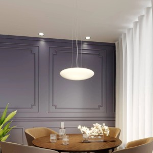 Lindby LED Pendelleuchte Gunda 9624355 Dimmbar Modern in Weiß aus Glas 1-flammig Wohnzimmerleuchte