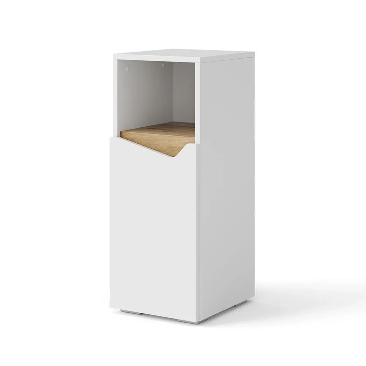 Vicco Midischrank Marelle Weiß 30 x 75 mit Tür und Offenem Fach