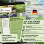 TTL GARDEN Unkrautvlies 100g/m² (2x15m) in Schwarz, auf Verpackung mit Anwendungsbeispielen für Beet, Wege, Terrasse. UV-stabil.