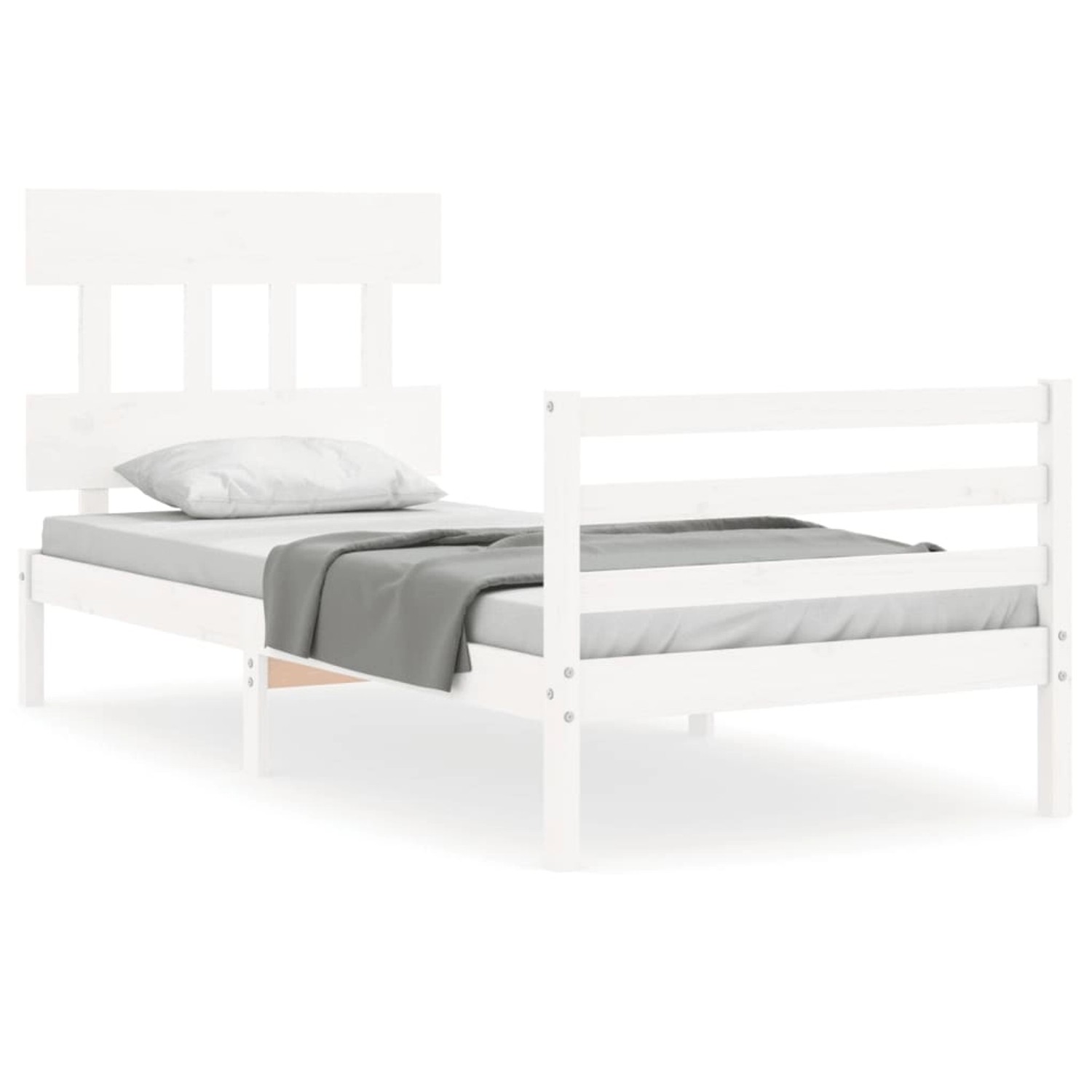 vidaXL Massivholzbett mit Kopfteil Weiß 90x200 cm 3195142 günstig online kaufen