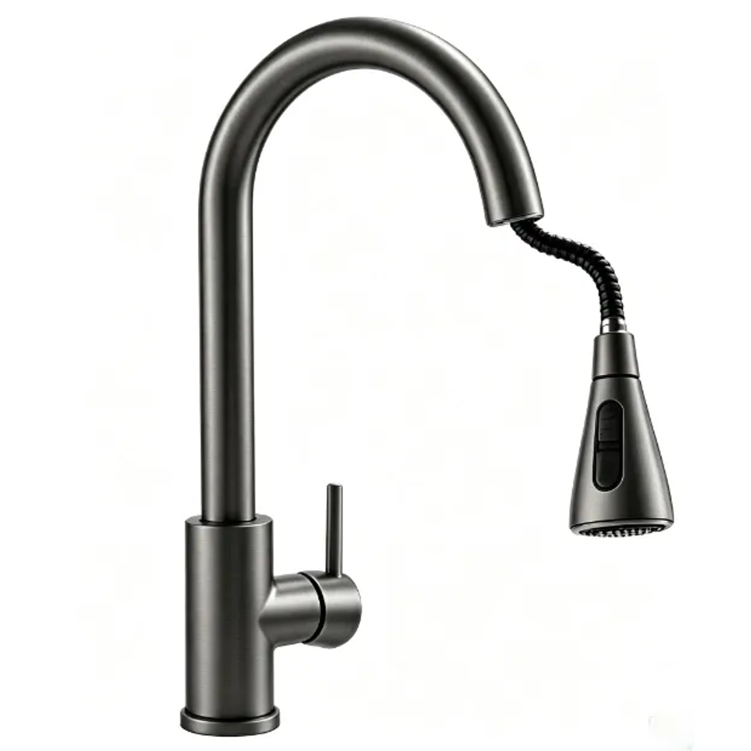 AICA Küchenspültischarmatur 360° Drehbar 2 Wasserstrahlmodi Kalt‑Warm Ausziehbar Gunmetal Grey