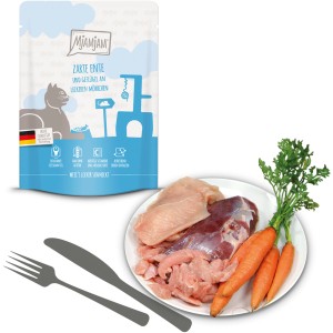 MjAMjAM Katzen-Nassfutter Zarte Ente & Geflügel mit Möhrchen, hoher Fleischanteil.