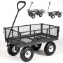 Sekey Garten Plattformwagen mit Luftreifen, 300 kg Tragkraft und abnehmbaren Seitenteilen.