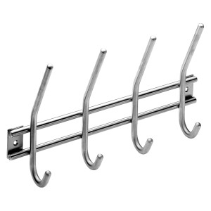 Hettich Garderobenleiste aus Edelstahl mit 4 Haken zum Anschrauben.