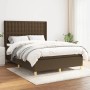 Dunkelbraunes vidaXL Boxspringbett 140x200 cm mit Stoffbezug und Matratze.
