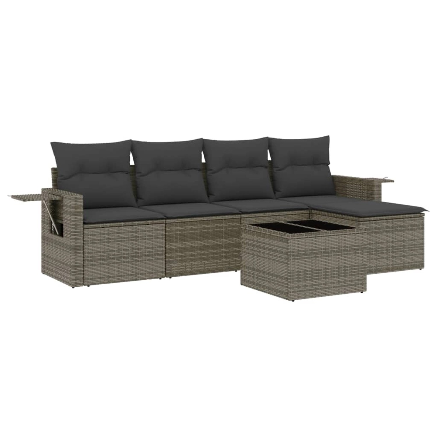 vidaXL 6-tlg Garten-Sofagarnitur mit Kissen Grau Poly Rattan Modell 155 günstig online kaufen