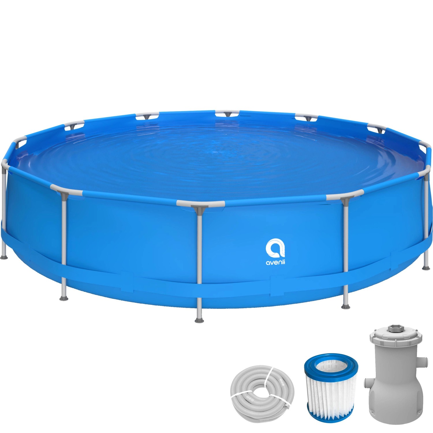 Avenli Frame Pool Set Rund 420 x 84 cm Blau mit CleanPlus Filterpumpe Ansch günstig online kaufen