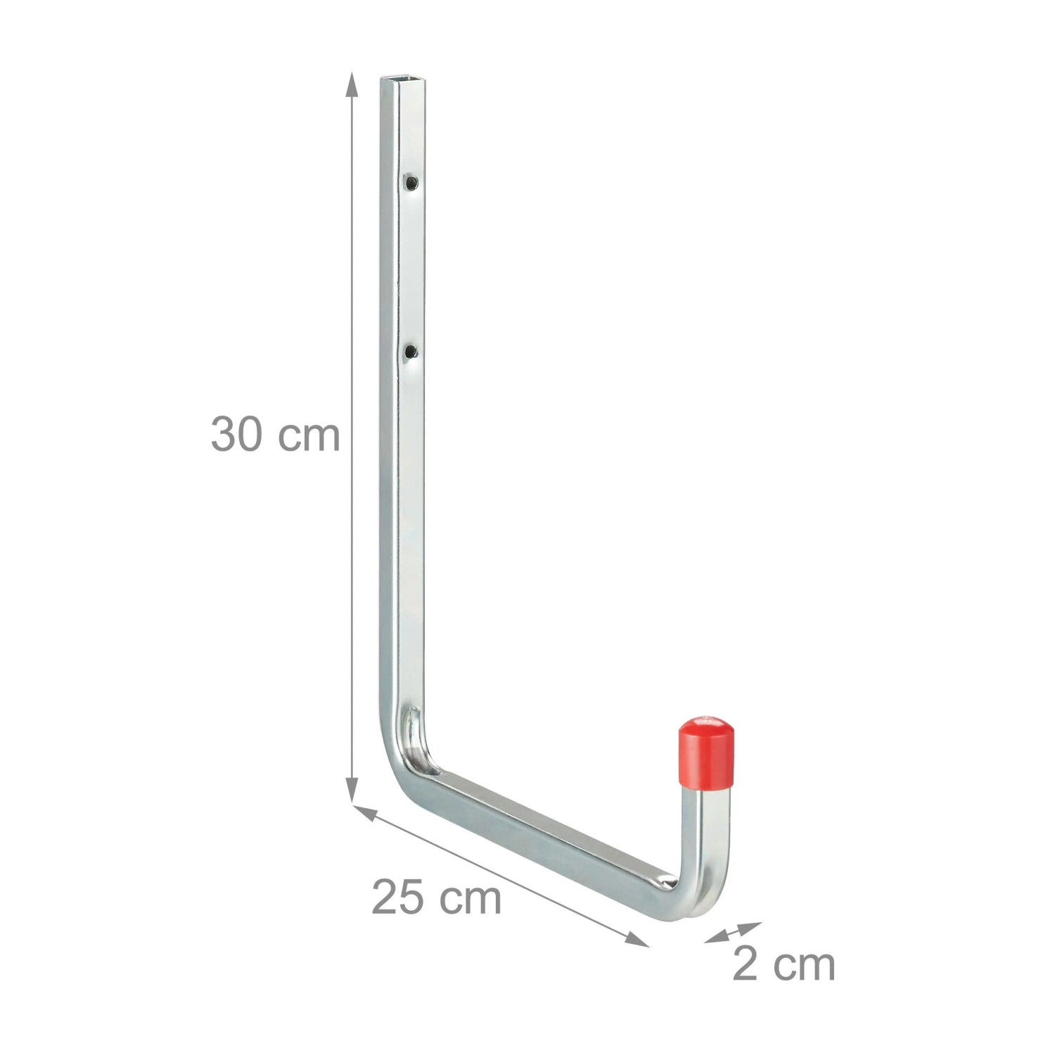 Relaxdays Wandhaken 4er Set Stahl Silber Rot Schwer 30 cm x 2 cm x 25 cm_4