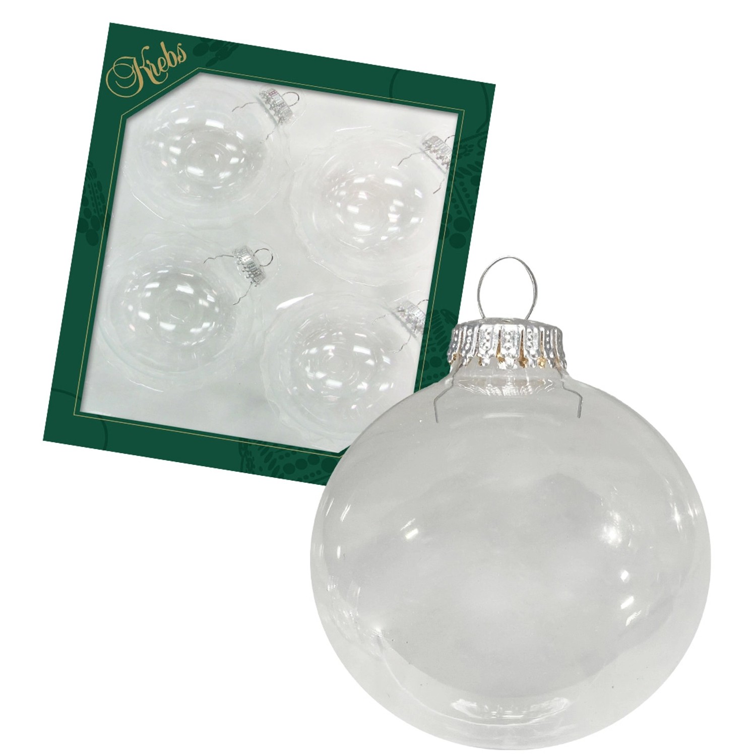 Krebs Glas Lauscha Weihnachtskugeln Uni-Design Clarissa Transparent 8cm