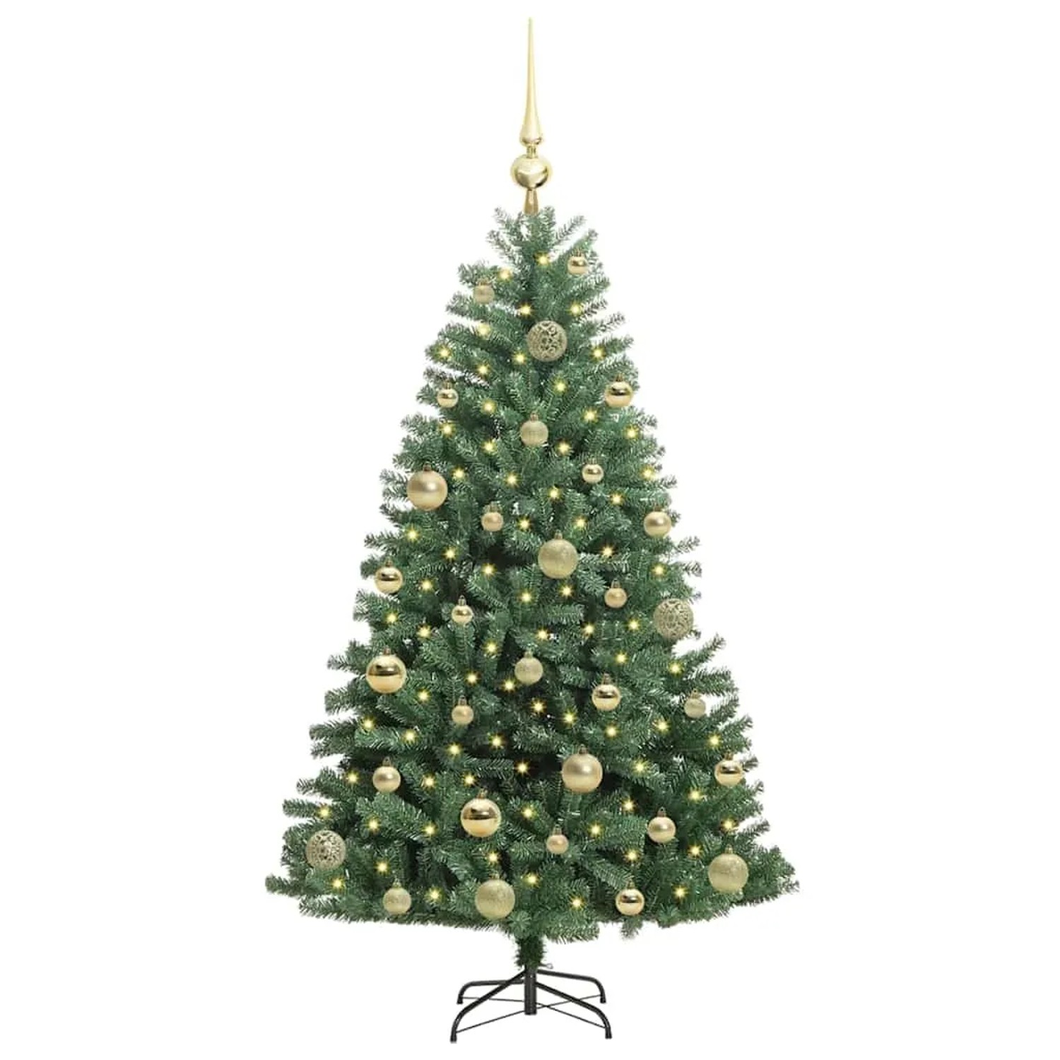 vidaXL Künstlicher Klappbarer Weihnachtsbaum mit 150 LEDs Grün 120 cm 3395473