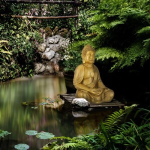 Relaxdays Buddha Figur Polyresin Gold Wetterfest 70 cm x 45 cm x 35 cm 8,8 kg
