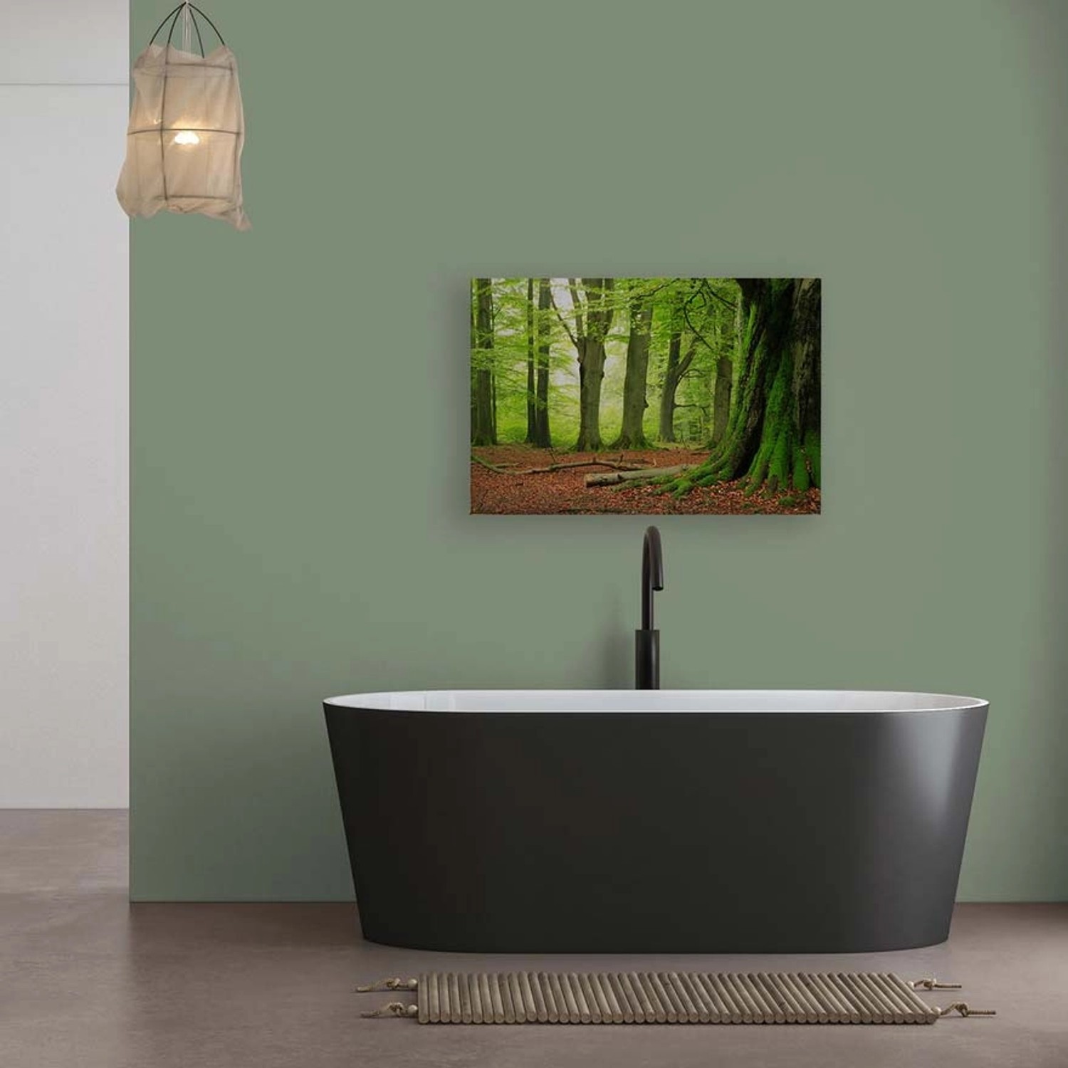 Bricoflor Leinwandbild Natur 120X80 Cm Deko Wandbild Mit Wald Motiv Für Wohnzimmer Und Schlafzimmer Naturbild Grün Braun