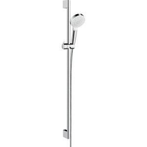Hansgrohe Crometta Brauseset mit Stange (90cm), Handbrause, Schlauch, Weiß/Chrom.