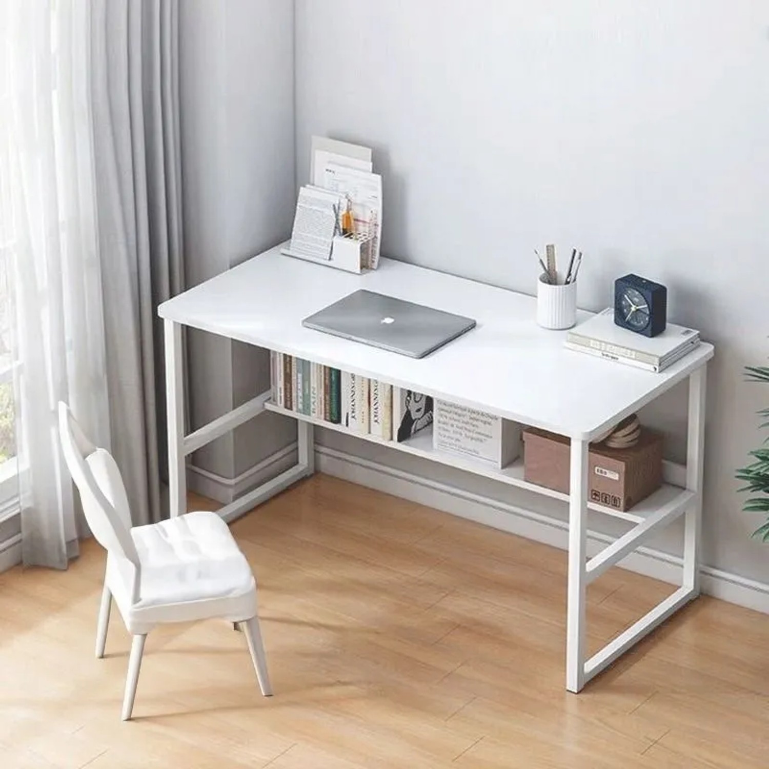 Rebiko Computertisch Loft Weiß für Jugendliche mit Regal Modern 100 cm_8