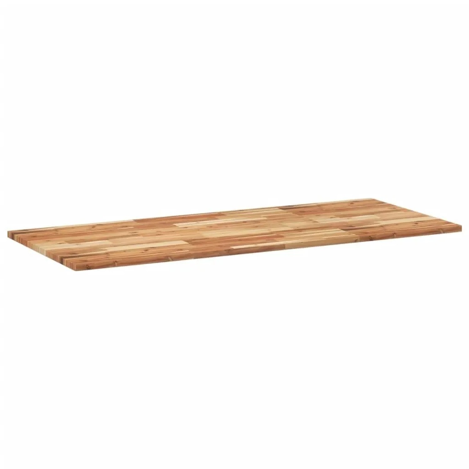 Rechteckige Waschtischplatte aus geöltem Akazien-Massivholz, 140x60x2 cm, mit natürlicher Holzmaserung.