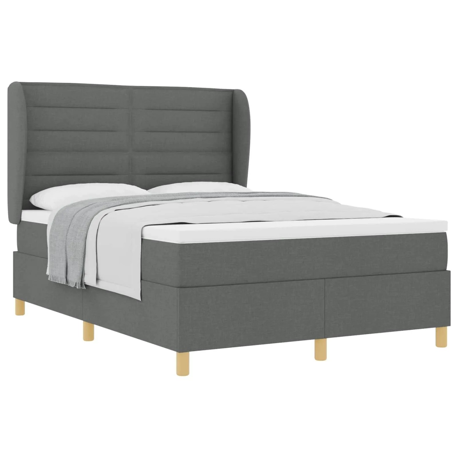 vidaXL Boxspringbett mit Matratze Dunkelgrau 90x190 cm Dunkelgrau 3340691