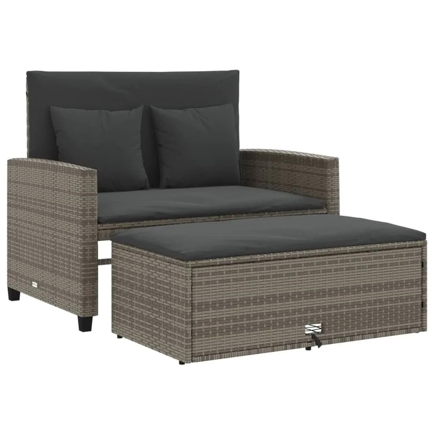 vidaXL Gartensofa 2-Sitzer mit Kissen Grau Poly Rattan 365134 günstig online kaufen
