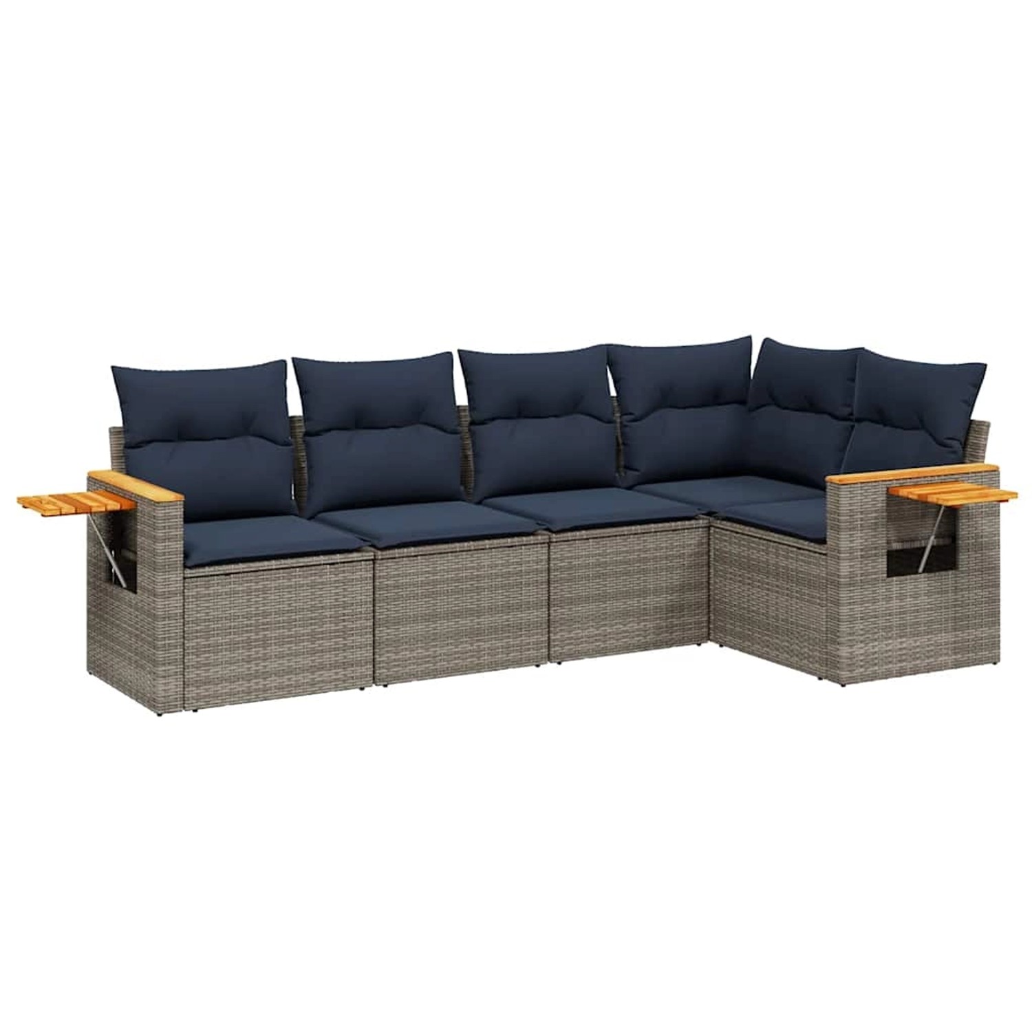 vidaXL 5-Tlg Garten-Sofagarnitur mit Kissen Grau Poly Rattan 3226789 günstig online kaufen