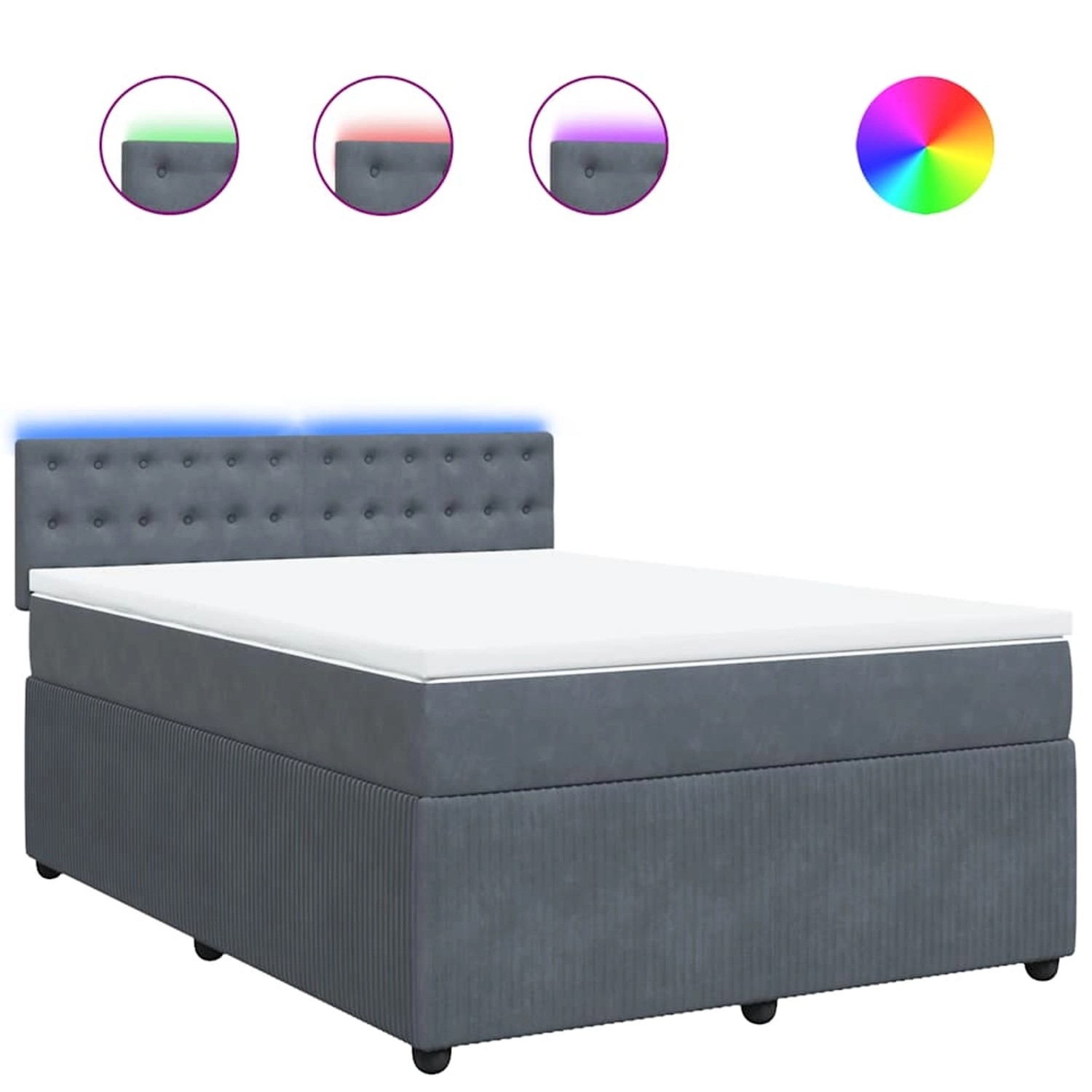 vidaXL Boxspringbett mit Matratze Dunkelgrau 140x190 cm Samt 3290047 günstig online kaufen