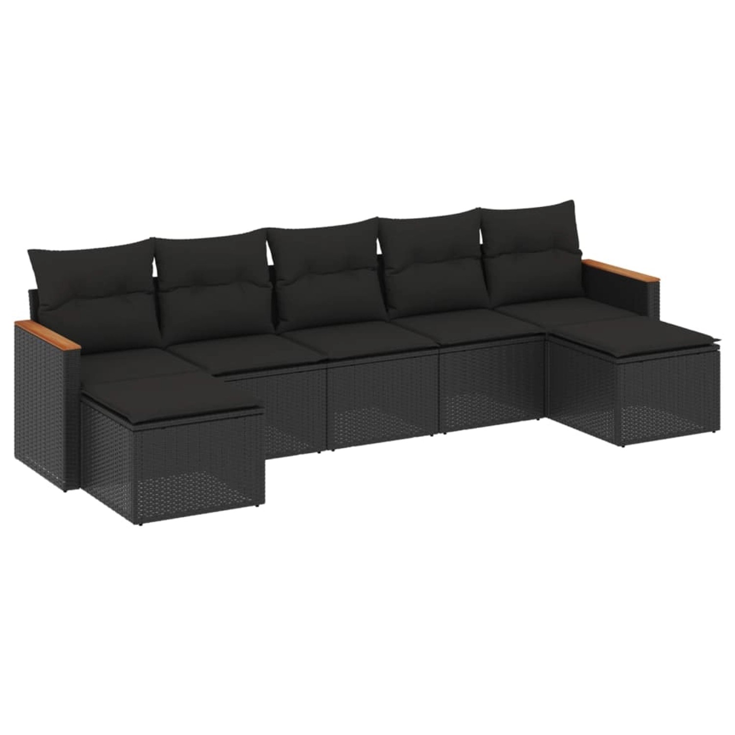 vidaXL 7-Tlg Garten-Sofagarnitur mit Kissen Schwarz Poly Rattan 3226230 günstig online kaufen