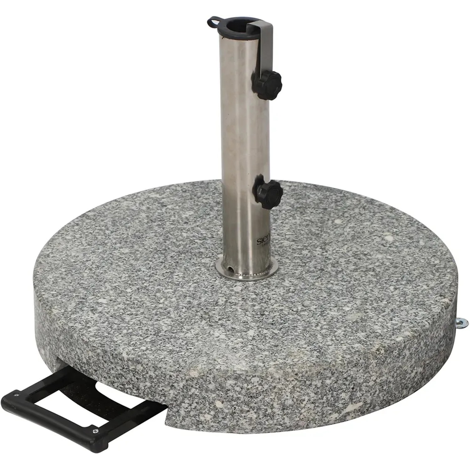 Siena Garden Schirmständer Granit Grau 40 kg mit Edelstahlrohr und Tragegriff.