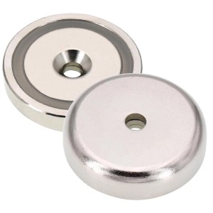 Verchromter Tifler Topfmagnet, Neodym, Ø 38mm, bis 40kg Haftkraft, für Haushaltshelfer.