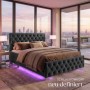 Tectake Polsterbett Sedona In Samtoptik Mit Steppmuster Indirekte Led Beleuchtung An Den Seiten 120 x 200 cm 215 x 129 x 83 cm Samtoptik Schwarz_8