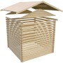 Karibu Holz-Gartenhaus Normes, unbehandelt, mit Satteldach, im Aufbau.