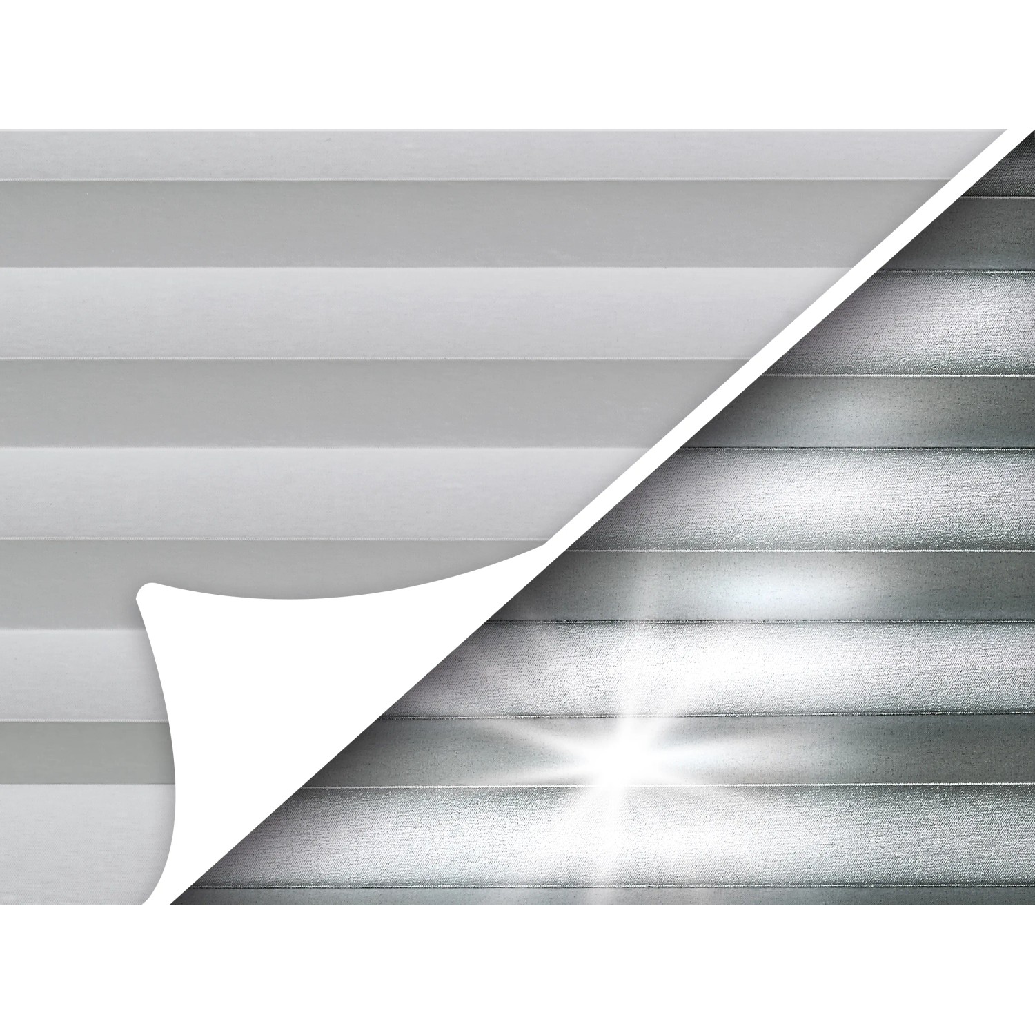 Thermo-Spannplissee Toledo, 60x130 cm, hellgrau, mit wärmereflektierender Beschichtung.