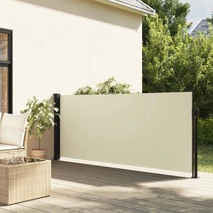 Ausziehbare furnicato Seitenmarkise in Creme, 140x300 cm, für Terrasse und Balkon.