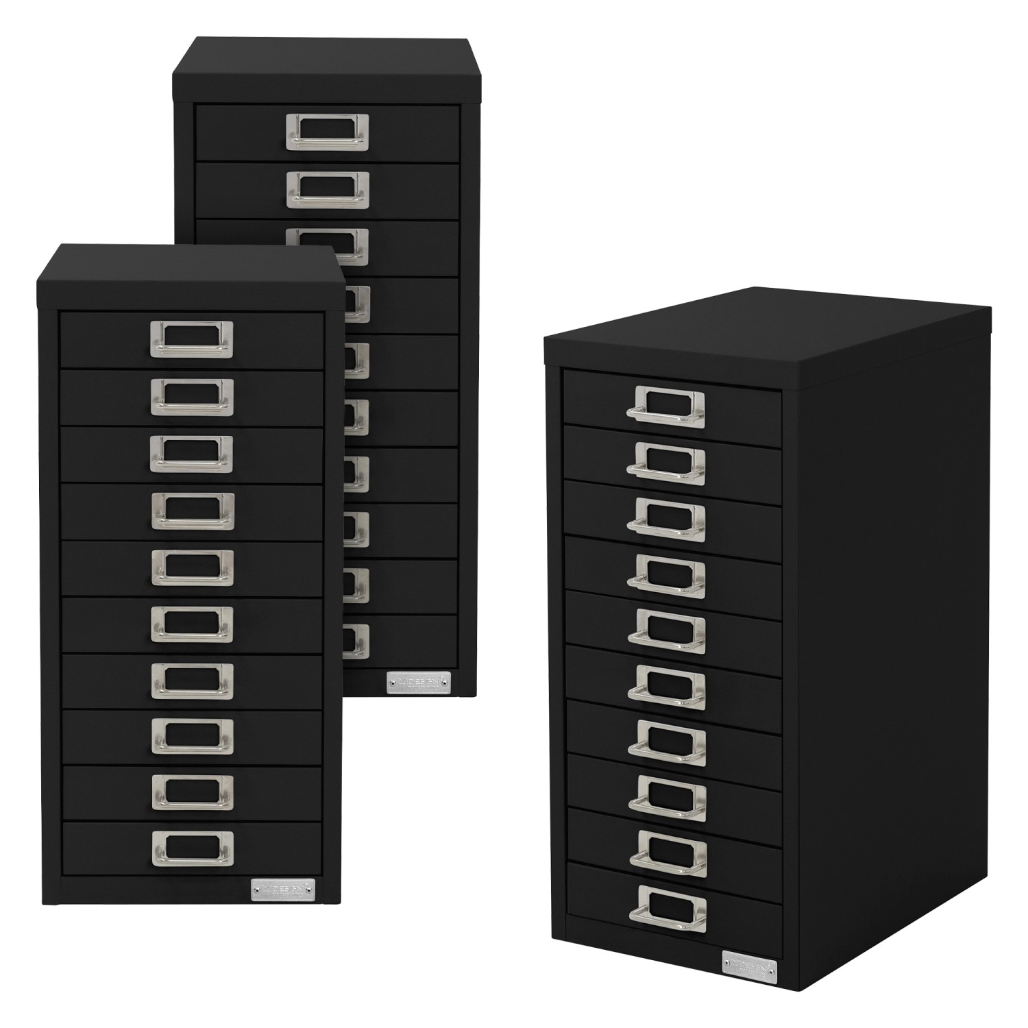 ML-Design 3Er Set Aktenschrank mit 10 Schubladen 28x38x60cm Schwarz günstig online kaufen