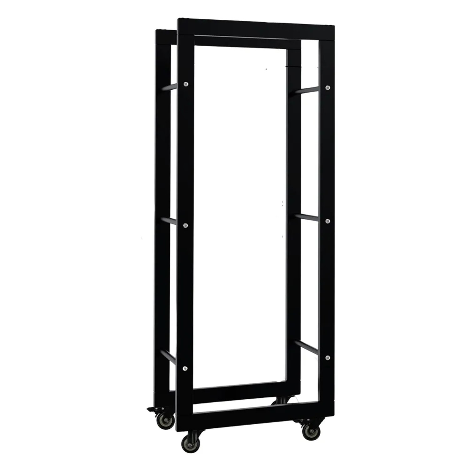DELUKE Kaminholzregal Innen Metall SATLO Mit Rollen Brennholzregal Innen Kaminholzständer Feuerholzregal Schwarz 25x40x100cm