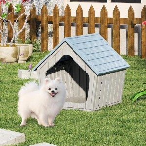 Costway Hundehütte Outdoor Blau 59,5 x 57 x 58 cm