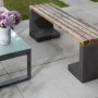 Diephaus L-Stein Bank: Anthrazitfarbene Betonbank mit Holzauflage für Garten & Terrasse.