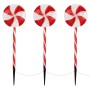 3er Set LED Lollipop-Weihnachtsweg für Aussen, 60 LEDs, 3m, 8 Modi, rot/weiss, für weihnachtliche Dekoration.