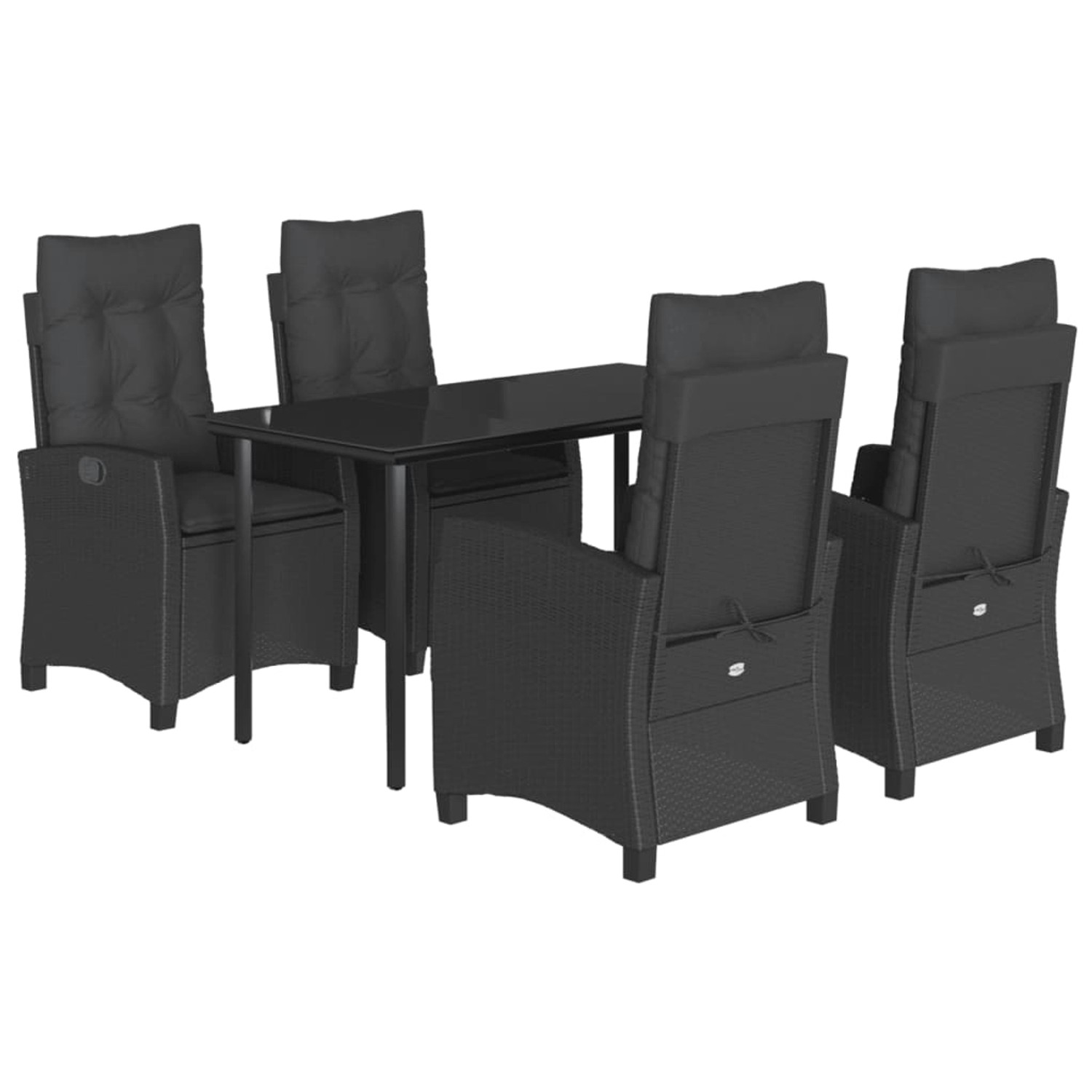 vidaXL 5-Tlg Garten-Essgruppe mit Kissen Schwarz Poly Rattan 3212755 günstig online kaufen