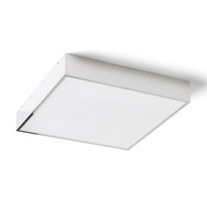 Quadratische Rendl Merano LED Deckenleuchte in Chrom, weiß, IP44, ideal für feuchte Umgebungen.