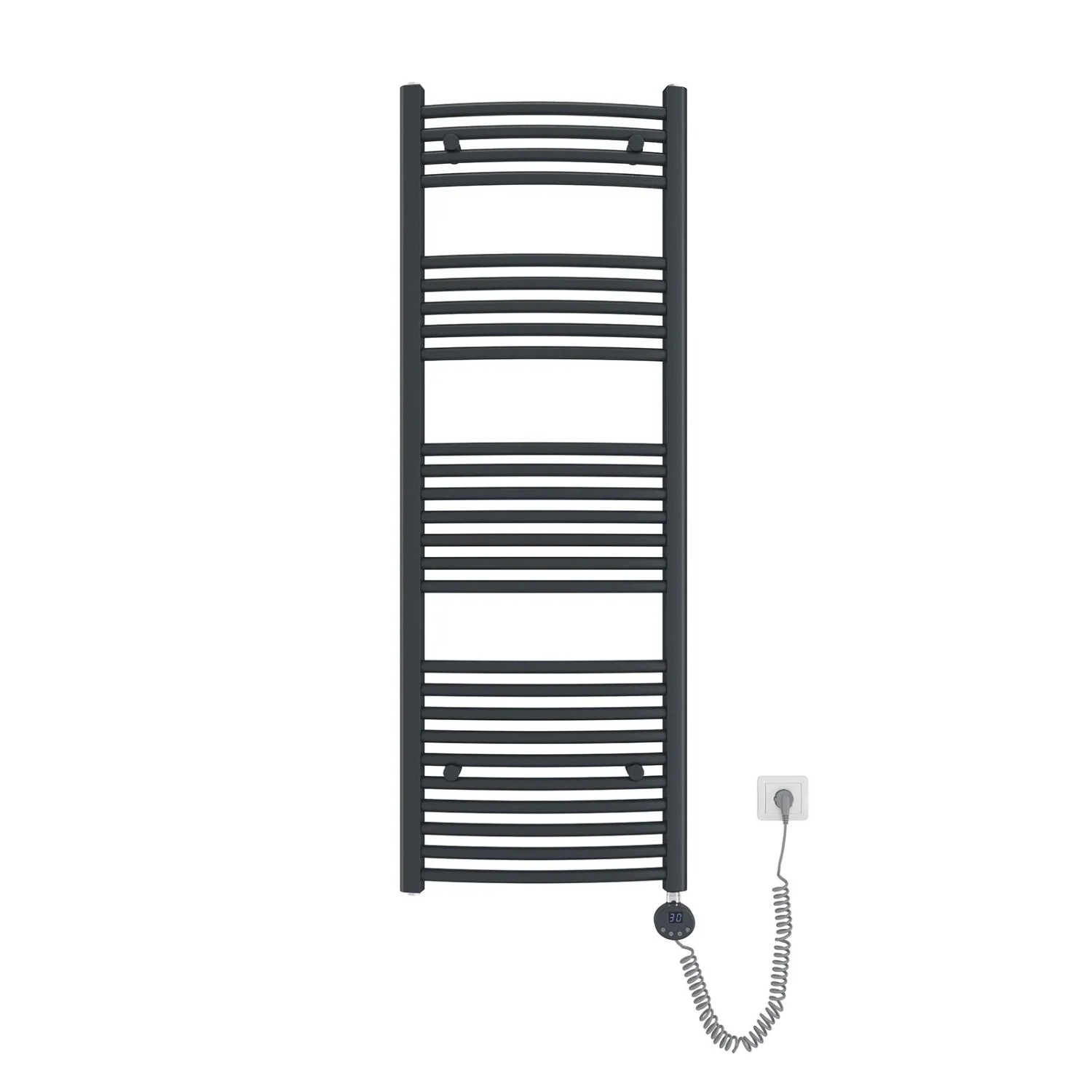 Emke Elektrischer Badheizkörper Gebogen mit Thermostat Handtuchtrockner mit Heizstab 140x50cm 600W Anthrazit