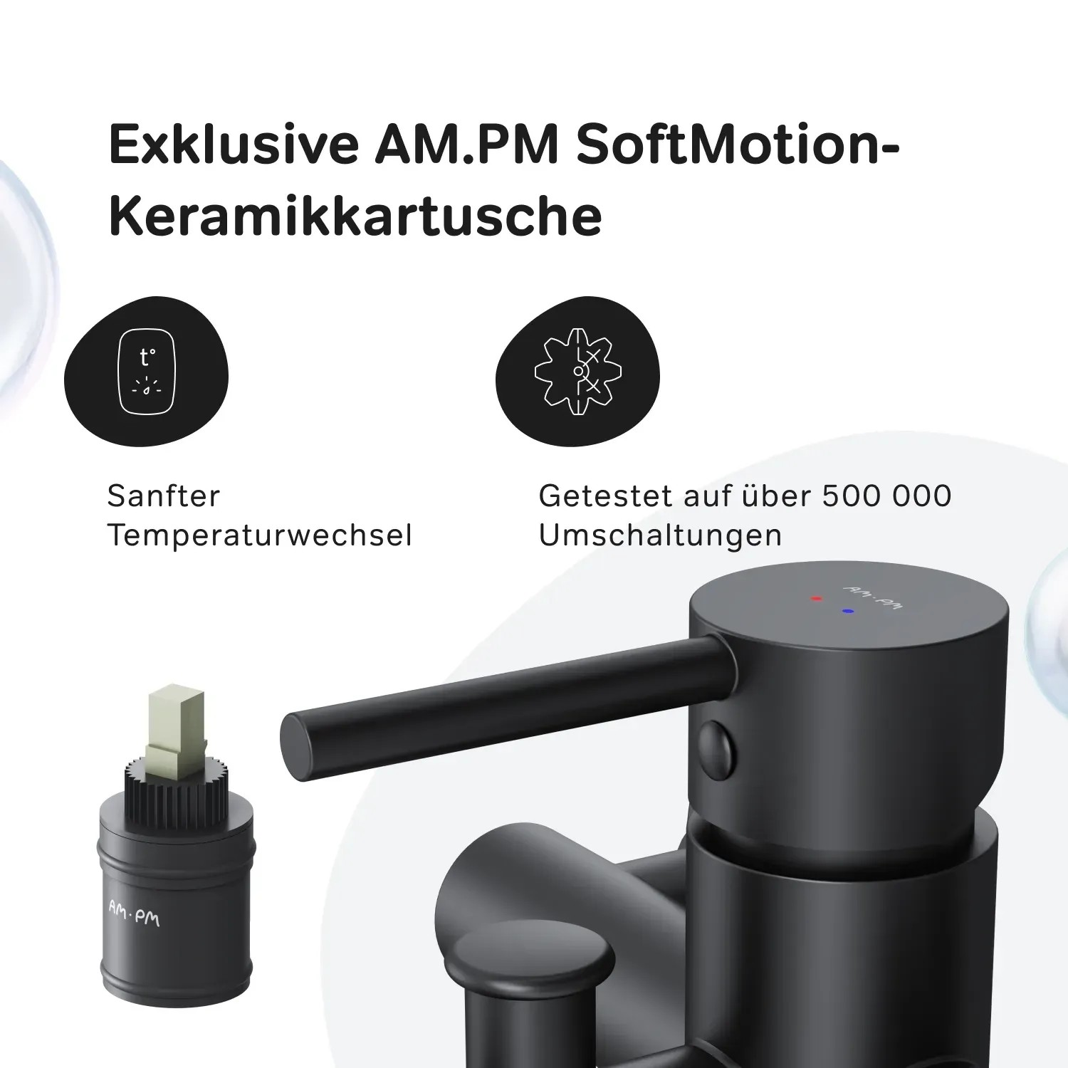 AM.PM Spike Wannenarmatur Aufputz, schwarz. Brausearmatur mit SoftMotion Keramikkartusche.