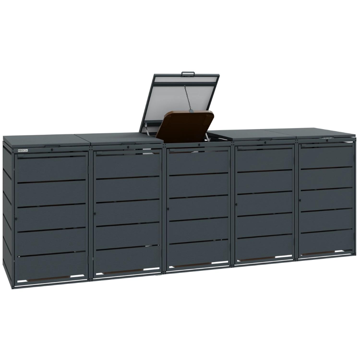 MBOX24 Classic Mülltonnenbox für 5 Mülltonnen (240L) aus Verzinktem Stahl  5er Metall Mülltonnenverkleidung in Anthrazit  Robust & Wetterfest_2