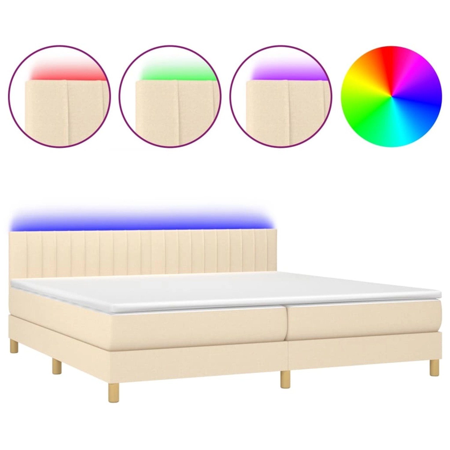 vidaXL Boxspringbett mit Matratze & LED Creme 200x200 cm Stoff 3133906 günstig online kaufen