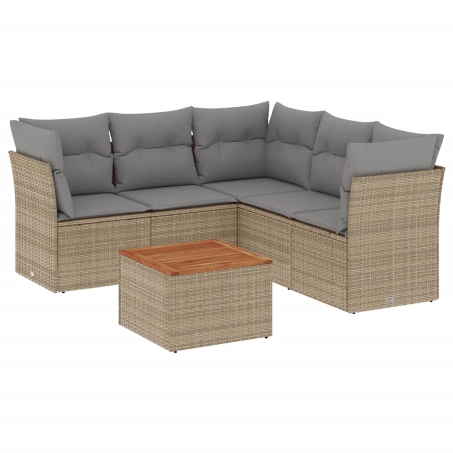 vidaXL 6-tlg Garten-Sofagarnitur mit Kissen Beige Poly Rattan Modell 120 günstig online kaufen