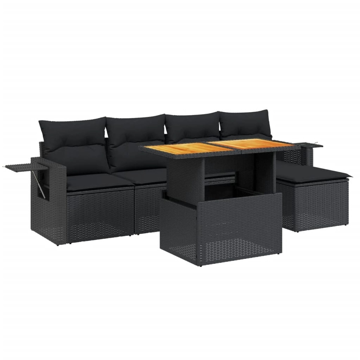 vidaXL 6-Tlg Garten-Sofagarnitur mit Kissen Schwarz Poly Rattan 3271727 günstig online kaufen