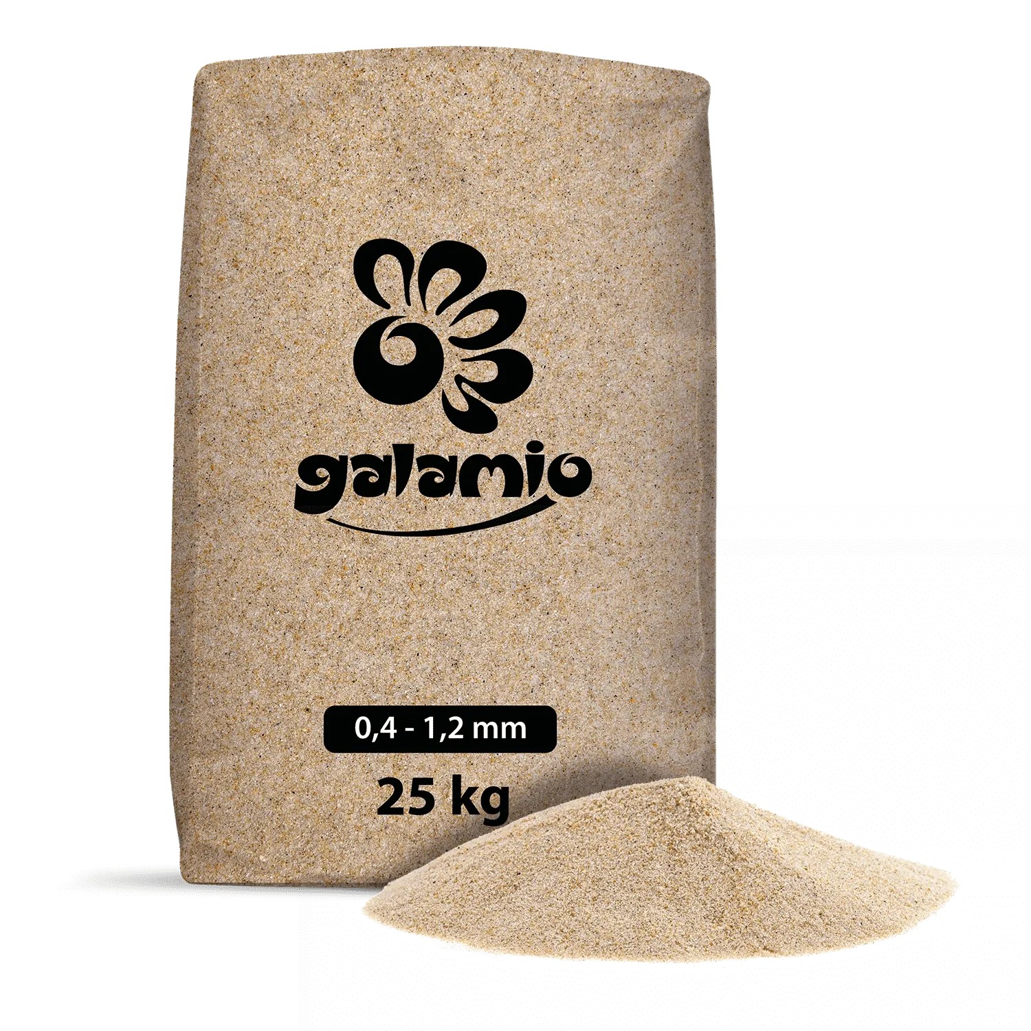 Palette Galamio Quarzsand, 40 Säcke à 25kg, Körnung 0,4-1,2mm, für Bau, Garten & Reitsport.