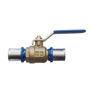 Kirchhoff MS-Kugelhahn 20 mm für MSVR Press Blank, Messing mit blauem Griff. Für Pressfittings.