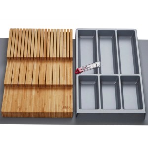 SOTECH ORGA-BOX Vario SET 8 Silbergrau für 90er Schublade Besteckeinsatz Messerhalter Antirutschmatte Orga-Weave