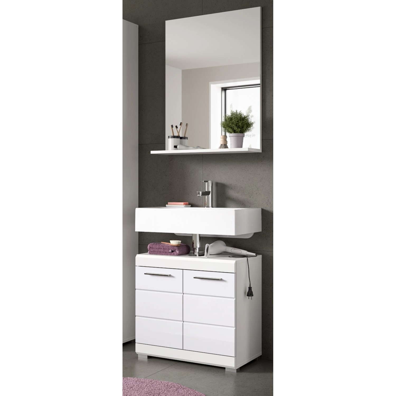 Inn.Furn Badezimmer Spiegel in Weiß 60 x 79 cm Shawn_4