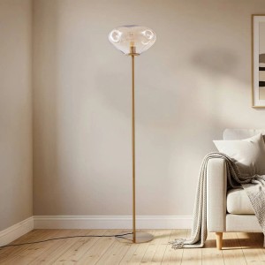 Lindby Stehlampe Lelia 10035741 Design Modern in Creme aus Glas 1-flammig E27 Wohnzimmerleuchte