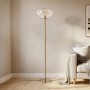 Moderne Lindby Stehlampe Lelia in Creme mit Glas-Schirm, 1-flammig, E27 für Wohnzimmer.