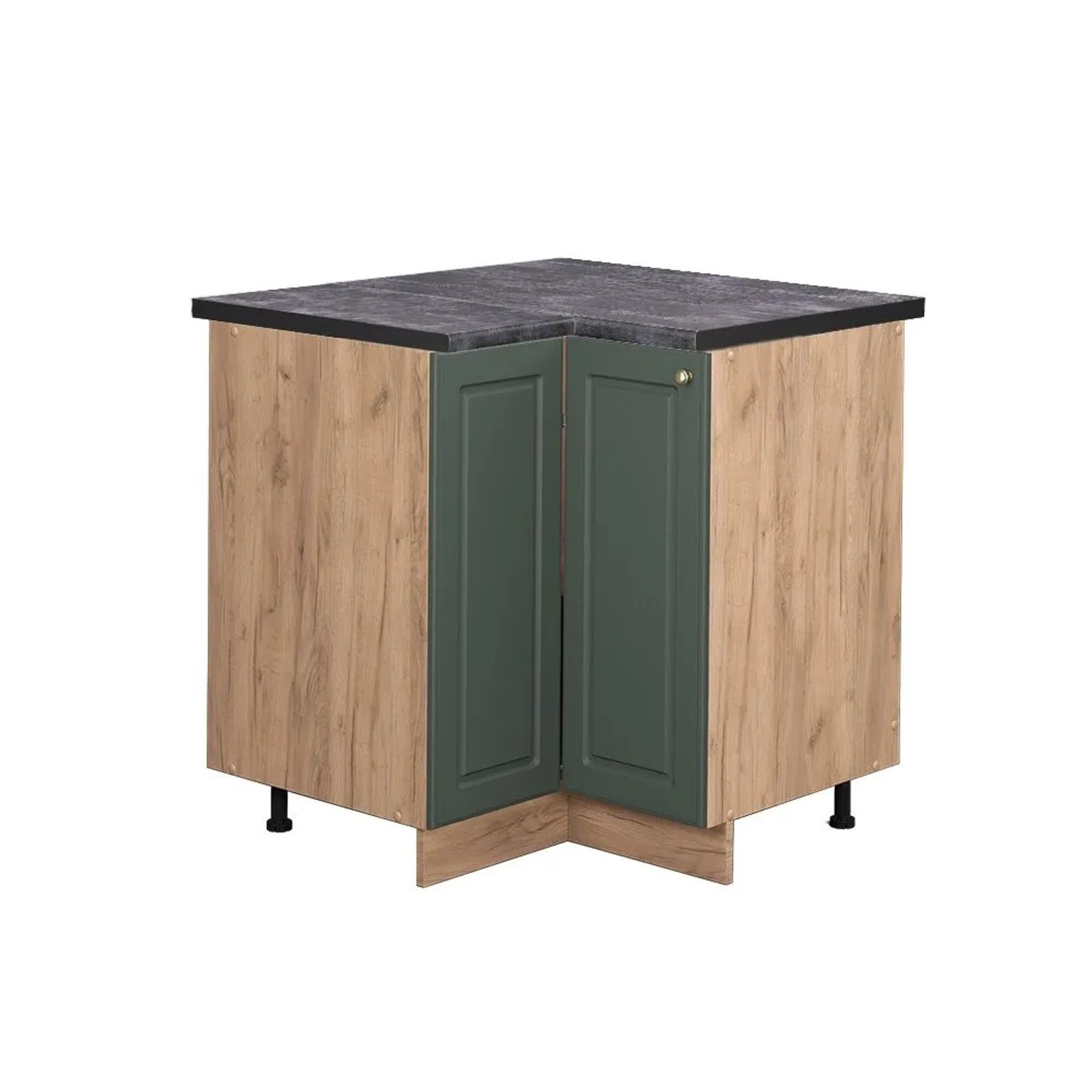 Vicco Eckunterschrank Fame-Line Grün-Gold Landhaus Goldkraft Eiche 81 cm AP Anthrazit
